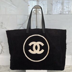 CHANEL Terry Cloth Top Handle BeachTote Bag. Circa 1990’s